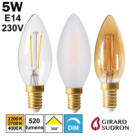 AMPOULE FLAMME LED 5W E14 230V - DIMMABLE