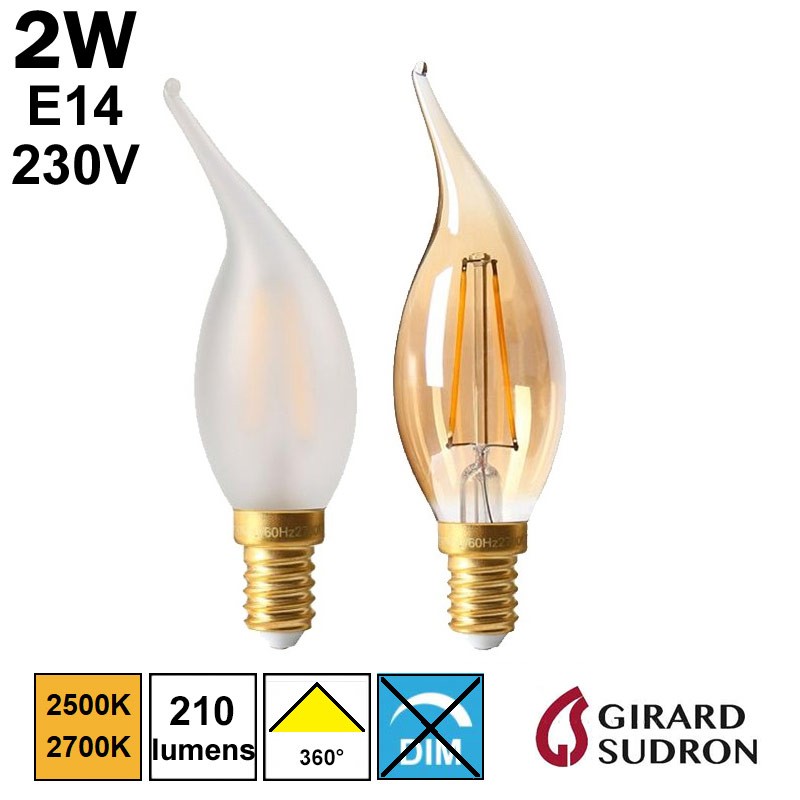 Ampoule FLAMME LED Coup de vent 2W E14 230V GIRARD SUDRON