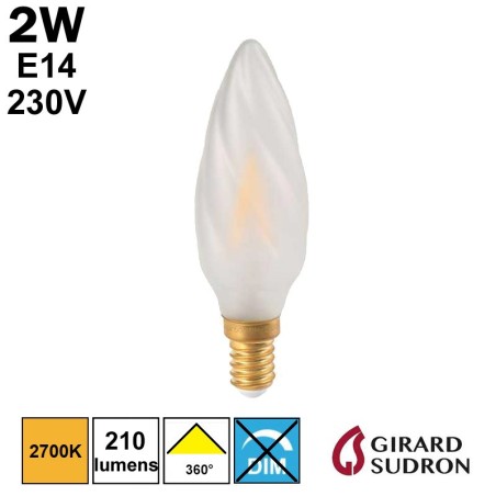 Ampoule FLAMME LED Torsadée 2W E14 230V GIRARD SUDRON