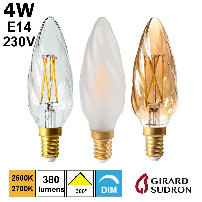 Ampoule flamme torsadée LED GIRARD SUDRON 4W E14 230V