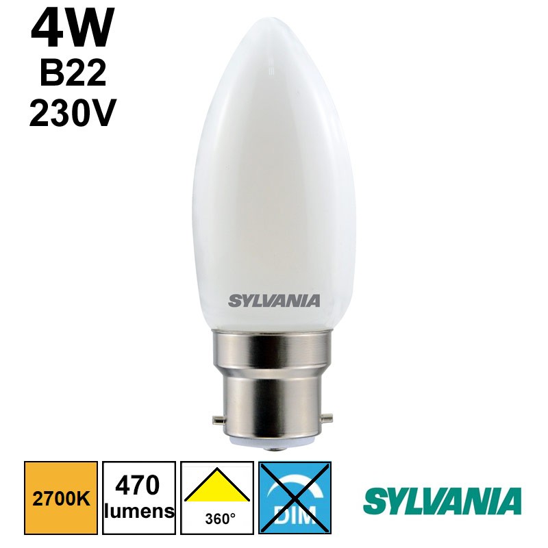 AMPOULE FLAMME LISSE SATINEE 4,5W B22 230V