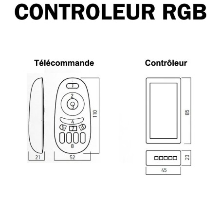 CONTROLEUR RGB AVEC TELECOMMANDE RF 2.4Ghz
