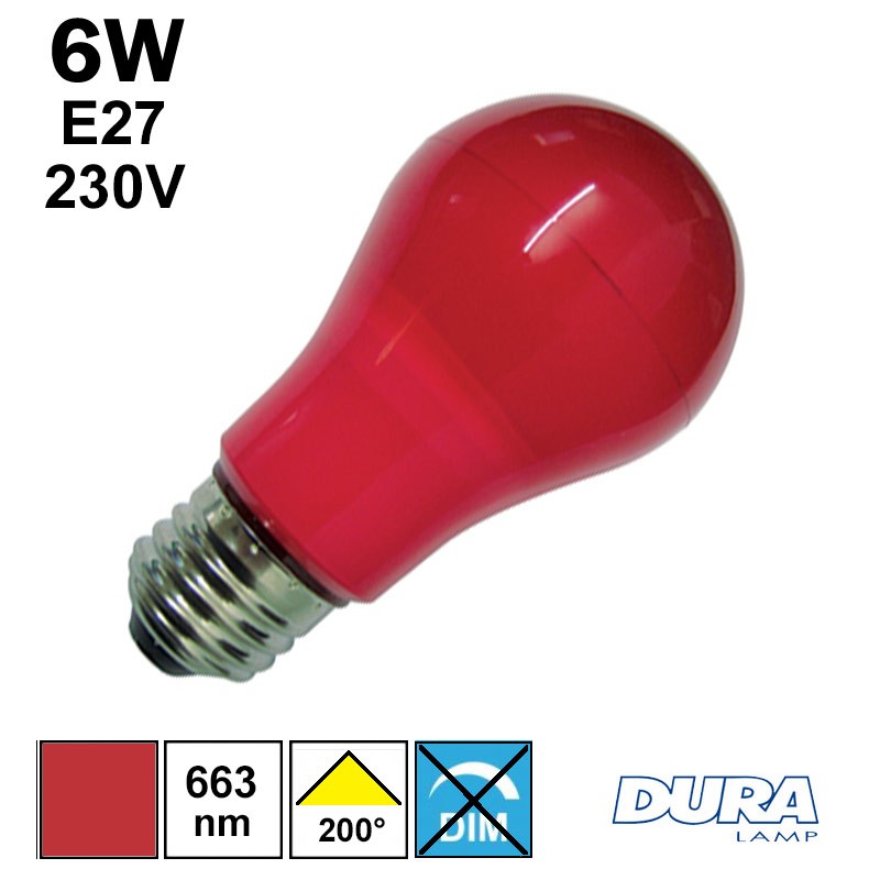 Ampoule rouge LED 6W E27 230V