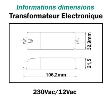 Transfo 230V 12Vac - Compatible ampoule LED 12V