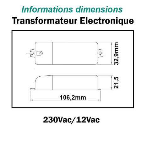 Transfo 230V 12Vac - Compatible ampoule LED 12V