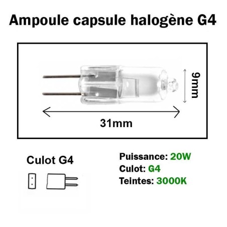 Ampoule 20W G4 12V- BLISTER DE 2