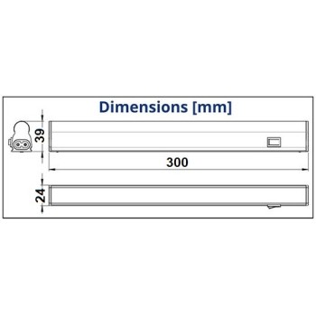 Réglette 30cm  avec inter - LED 4W