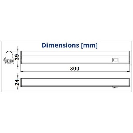 Réglette 30cm  avec inter - LED 4W