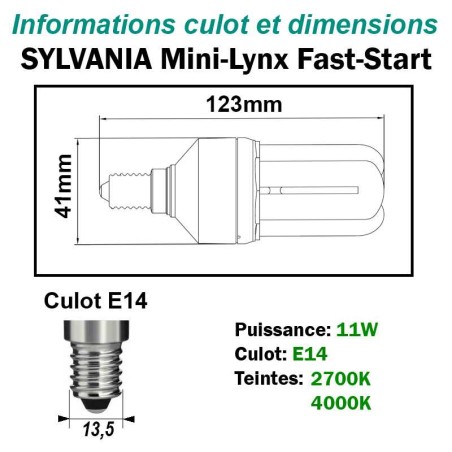 AMPOULE SYLVANIA FAST-START 11W E14 230V