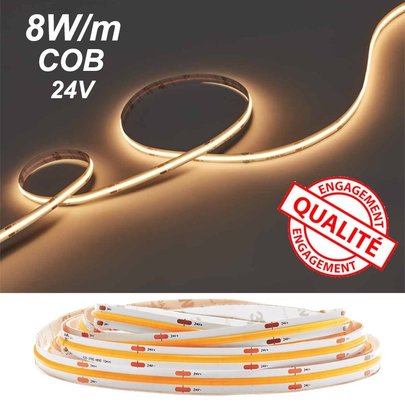 Ruban LED COB 8W/m 24Vdc - Ligne de lumière continue