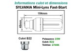 AMPOULE SYLVANIA FAST-START 9W/827 B22 230V