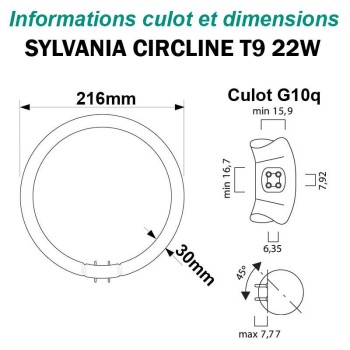TUBE FLUO CIRCULAIRE 22W G10q Ø216mm
