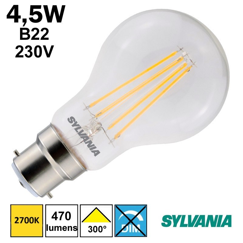 Ampoule filament LED SYLVANIA 4.5W B22 230V