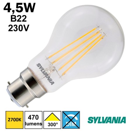 Ampoule filament LED 4.5W B22 230V - SYLVANIA 0029322