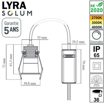 Dimensions spot SOLUM LIRA