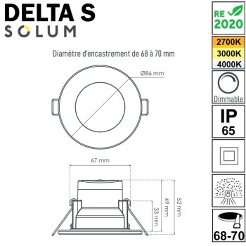 Dimensions spot SOLUM DELTA S
