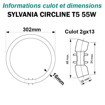 TUBE FLUO CIRCULAIRE 55W Gx13 Ø302mm