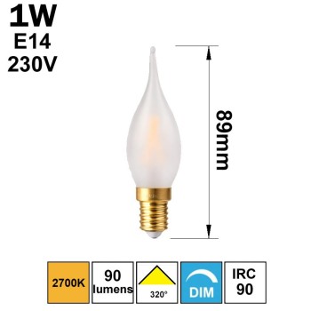 Petite ampoule flamme droite 1W E14 230V - Grand siècle