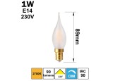 Ampoule mini FLAMME DROITE LED 1W E14 230V