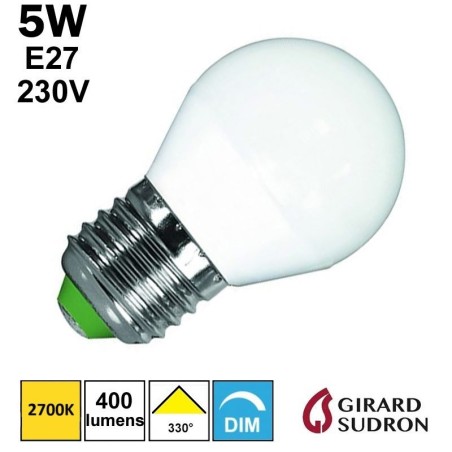 Ampoule sphérique LED dimmable - 5W - E27 - 230V GIRARD SUDRON 167195