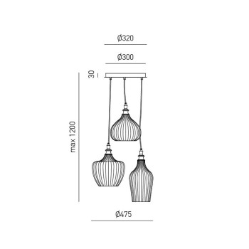 Dimensions suspensions GEA LUCE CLEOFE S/3