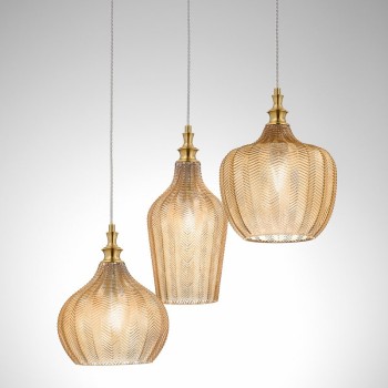 Suspensions en verres ambrés transparents GEA LUCE CLEOFE S3