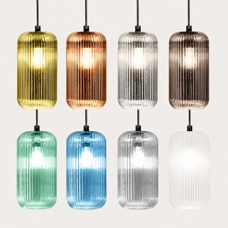GEA LUCE RAIKA V/P – Suspension en verre cylindrique Ø 85 mm