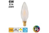 Ampoule flamme torsadée dépolie mate 6W E14 230V
