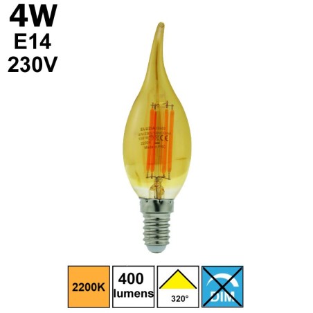 Ampoule flamme coup de vent ambrée 4W E14 230V