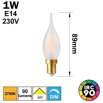 Petite ampoule LED flamme droite 1W E14 - Equivalent GIRARD SUDRON GS1