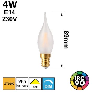 Petite ampoule flamme droite 4W E14 230V - finition équivalente girard sudron GS1 Grand siècle
