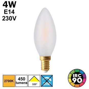 Ampoule flamme dépolie mate 4W E14 230V