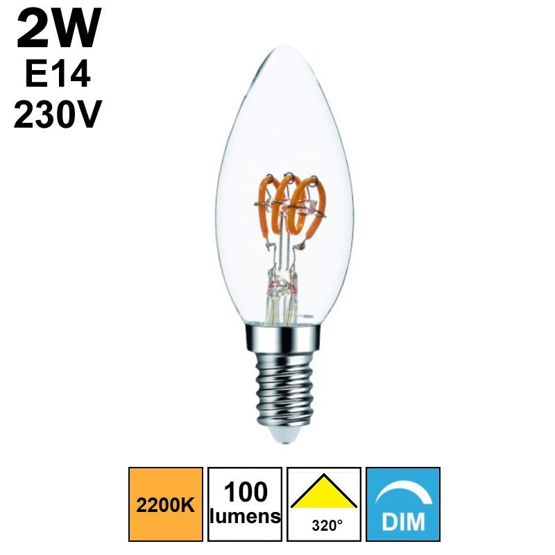 Ampoule flamme claire 2W E14 230V