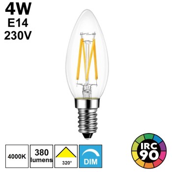Ampoule flamme claire 4W 4000K E14 230V - Eclairage blanc