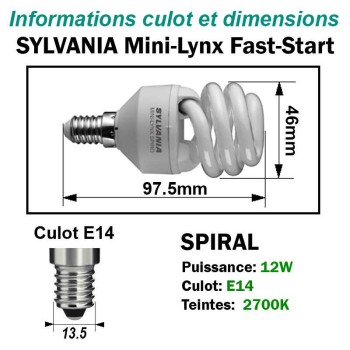 Ampoule Spirale 12W/2700K E14 230V