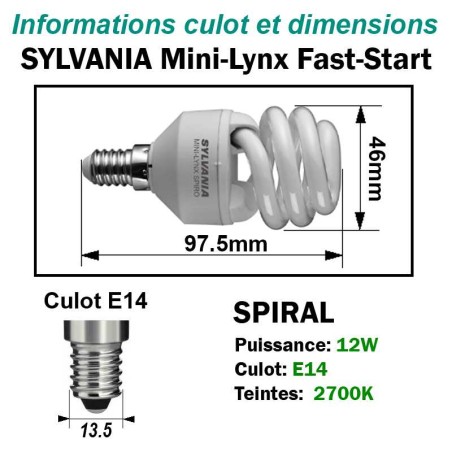 Ampoule Spirale 12W/2700K E14 230V