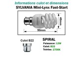 Ampoule Spirale 12W/2700K B22 230V Ampoule Spirale 12W/2700K B22 230V