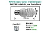Ampoule Spirale 20W/2700K B22 230V