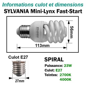 Ampoule Spirale 23W/4000K E27 230V