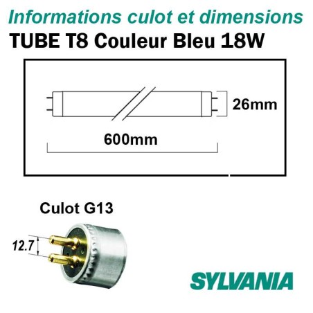 TUBE BLEU 18W FLUORESCENT 0.60m