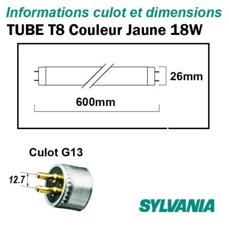 TUBE JAUNE 18W FLUORESCENT 0.60m
