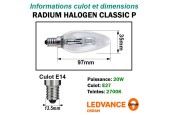 Ampoule Eco-halogene Flamme Lisse 20W E14 230V RADIUM Ampoule Eco-halogene Flamme Lisse 20W E14 230V RADIUM