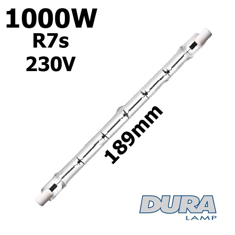 Lampe tubulaire DURALAMP halogene R7s 1000W 230V 189mm - DURALAMP 01988