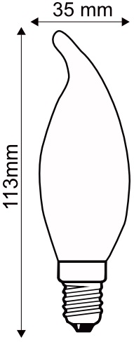 Dimensions ampoule flamme coup de vent ambrée