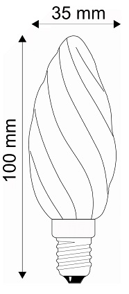 Dimensions flamme torsadée 4W/6W E14 230V
